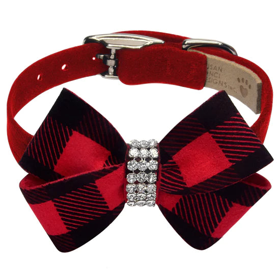 Red Gingham Nouveau Bow Collar-TC-Red-