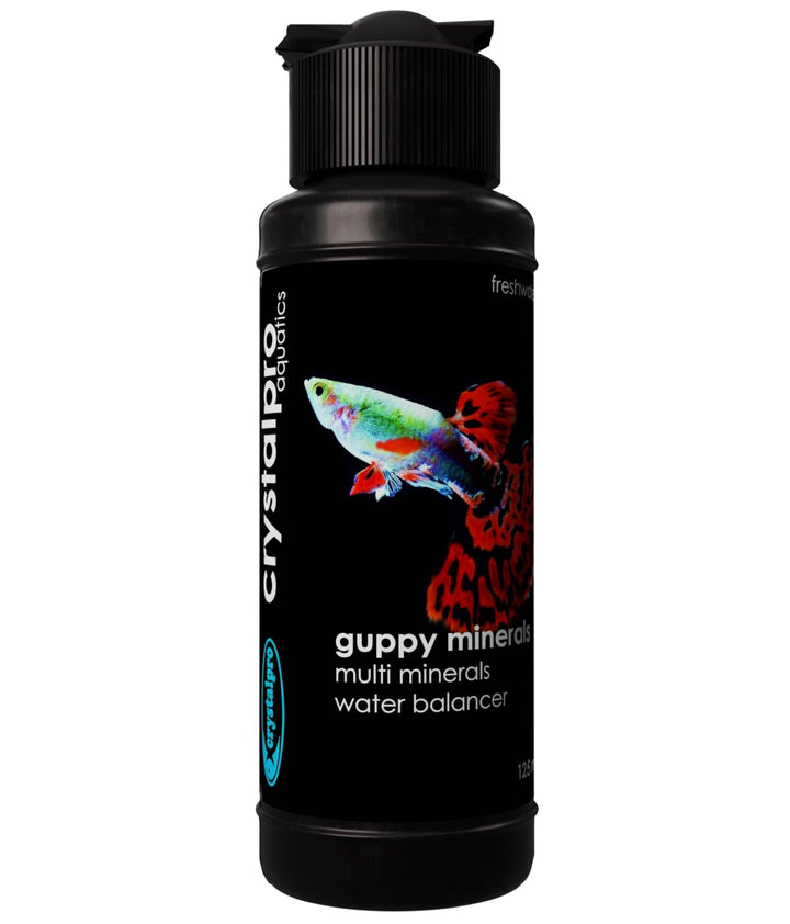 Crystalpro Guppy Minerals 4.22 Oz - Mineral Additive for Guppies - Replenishes Protective Coat and Improves General Health Freshwater Aquarium Salt (125 ml) Treats 660 Gallons