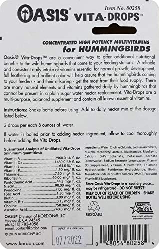 OASIS Hummingbird Vita Drops High Potency Multivitamins – Wild Bird Nutritional Supplement, Promotes Brilliant Color &amp; Feathering, Revitalizes Incoming Migrant Birds, 2-Ounces