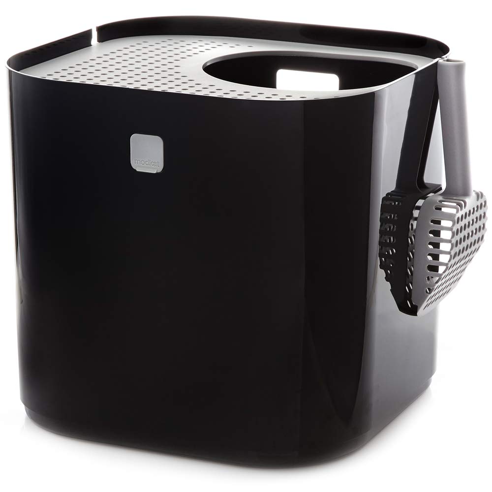 Modkat Top-Entry Cat Litter Box, Leak-Proof, Liner &amp; Scoop, Black