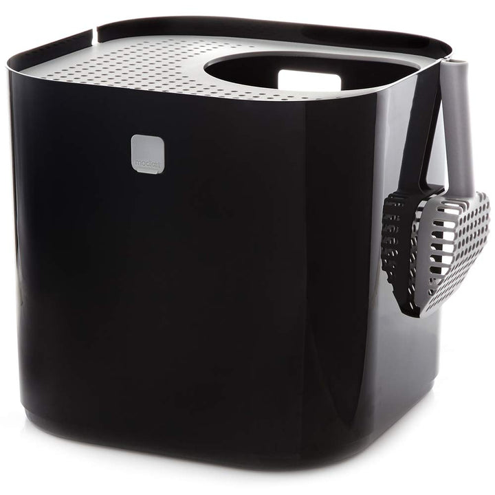 Modkat Top-Entry Cat Litter Box, Leak-Proof, Liner &amp; Scoop, Black