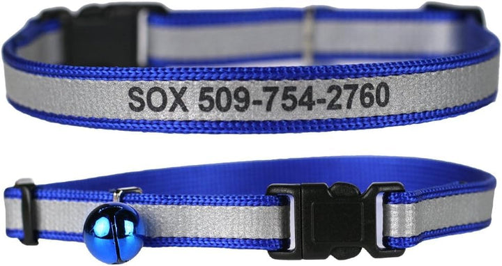 GoTags Personalized Reflective Cat Collars, Engraved Custom Cat Collar