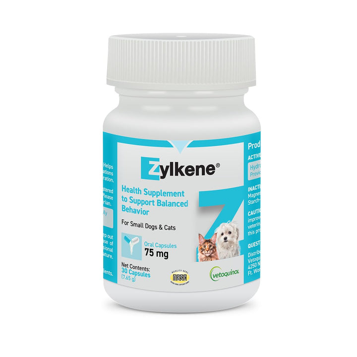 Vetoquinol Zylkene, Calming Capsules for Small Dogs &amp; Cats, 30 Capsules