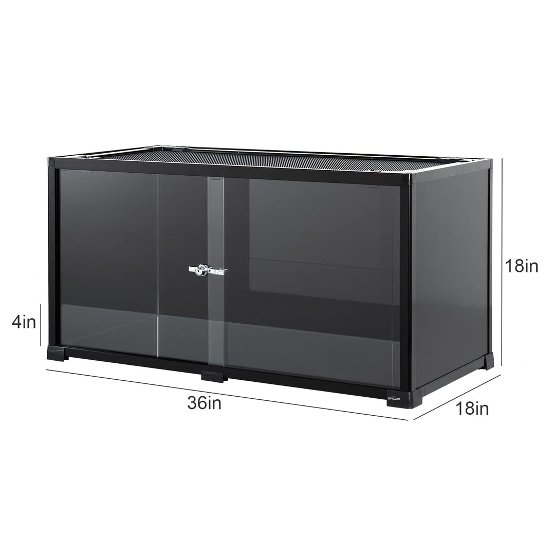 REPTI ZOO 50 Gallon Reptile Tank, 36" X 18" X 18" Reptile Terrarium, Black-Tinted ECO Glass Enclosure with Sliding Door &amp; Mesh Top, Secure &amp; Low-Stress Habitat for Bearded Dragon, Gecko, Snake, Lizard