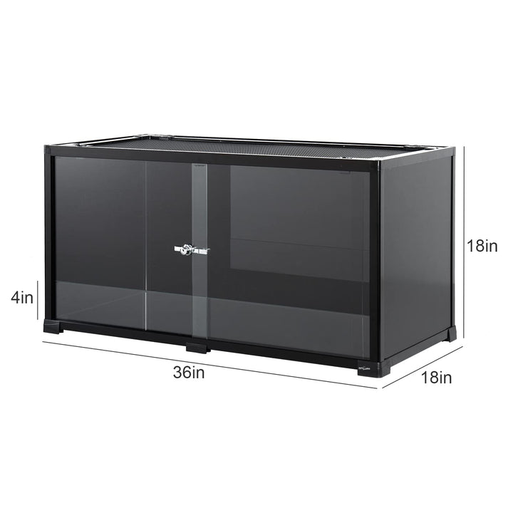 REPTI ZOO 50 Gallon Reptile Tank, 36" X 18" X 18" Reptile Terrarium, Black-Tinted ECO Glass Enclosure with Sliding Door &amp; Mesh Top, Secure &amp; Low-Stress Habitat for Bearded Dragon, Gecko, Snake, Lizard