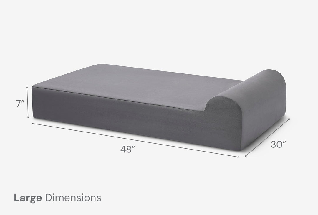 Barker Beds Large Orthopedic Dog Bed - 7" Pillow Top with Headrest - 50-70 lbs - Memory Foam for Joint Pain &amp; Arthritis - Vet Recommended, Washable Cover - Made in USA - 48"x30"x7" - Charcoal