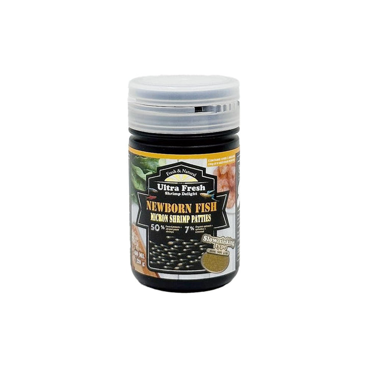 Ultra Fresh Baby Fish Food, 50% Sword Prawns Shrimps, High Protein, Slow Sinking, Fine Powder for Newborn Fry Fish 0.7oz
