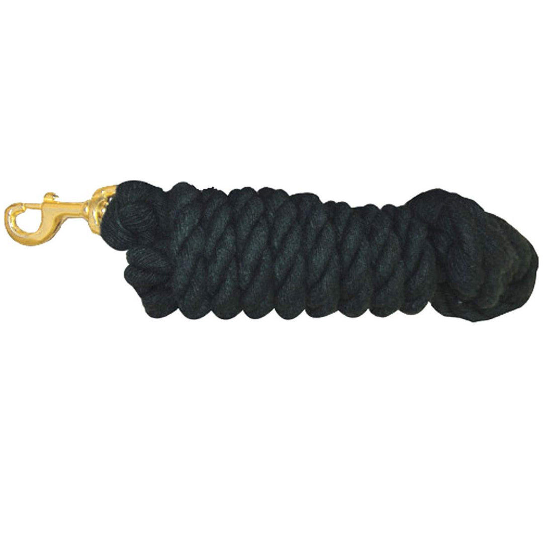 Intrepid International Horse Tack - Heavy Duty Cotton Rope Lead Ropes for Horses, with Durable Brass Trigger Snap, Attaches to Halter or Harness, Soft and Comfortable Grip - Black, 10 Feet