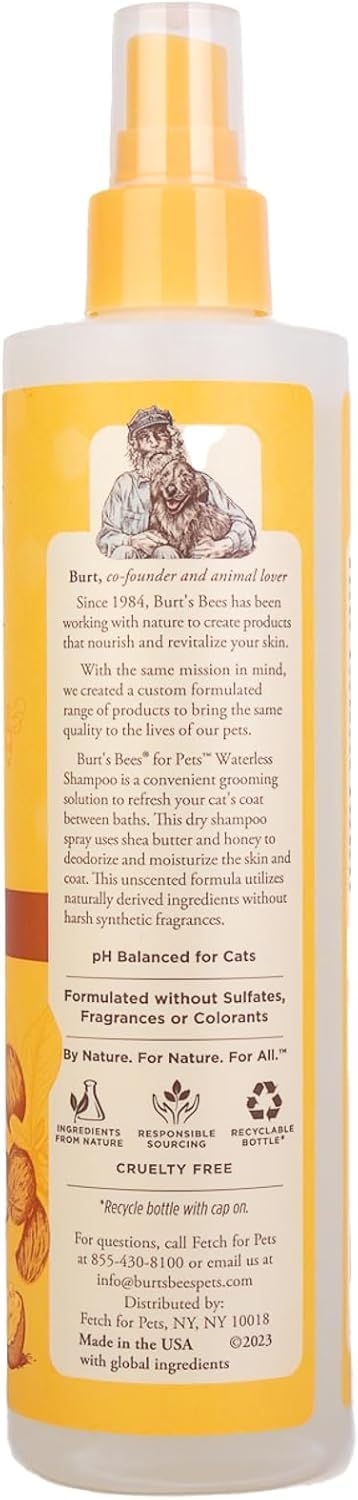 Burts Bees for Pets Waterless Cat Shampoo Spray, 10 Fl Oz