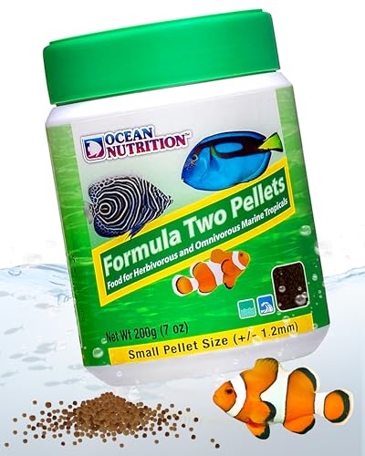 Ocean Nutrition Formula Two Pellets + Fish Food Formula Two On-Disk Fish Food for Herbivorous &amp; Omnivorous Marine Tropical Fish, High Protein - (200 g Small Pellets+10.5g Small Size)