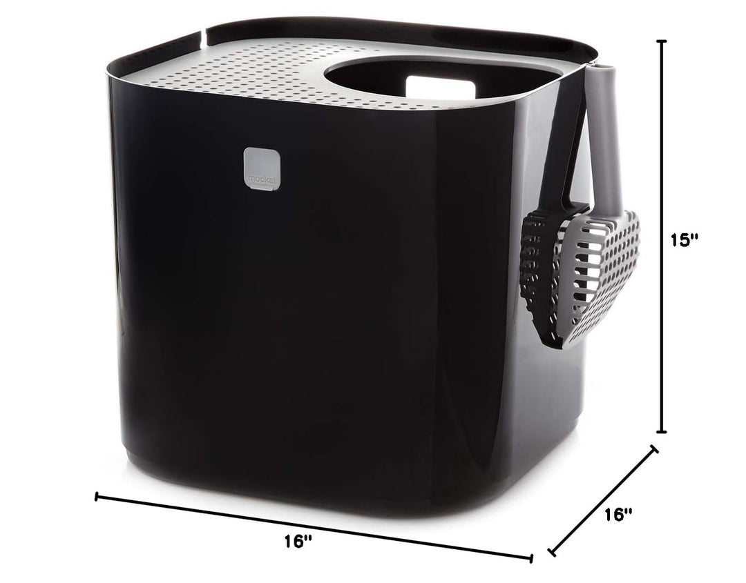 Modkat Top-Entry Cat Litter Box, Leak-Proof, Liner &amp; Scoop, Black