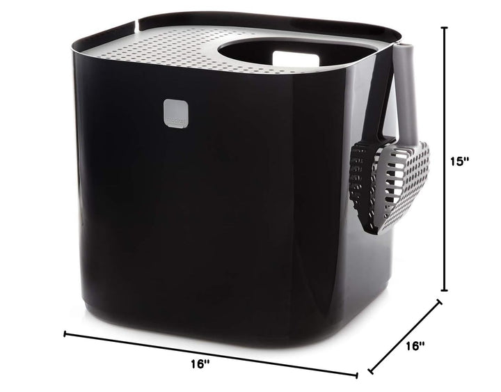 Modkat Top-Entry Cat Litter Box, Leak-Proof, Liner &amp; Scoop, Black