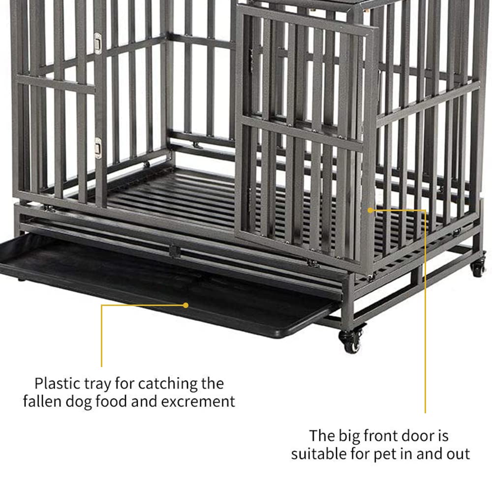 LUCKUP 38 Inch Heavy Duty Dog Cage Metal Kennel and Crate for Large Dogs,Easy to Assemble Pet Playpen with Four Wheels,Black … …
