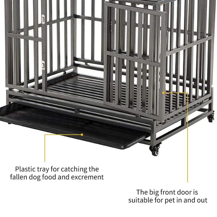 LUCKUP 38 Inch Heavy Duty Dog Cage Metal Kennel and Crate for Large Dogs,Easy to Assemble Pet Playpen with Four Wheels,Black … …