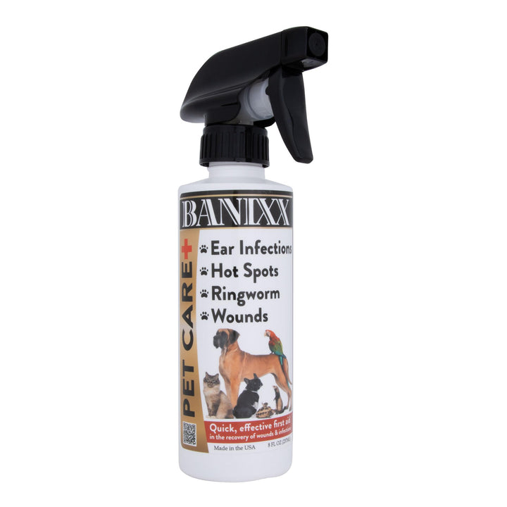 BANIXX Horse and Pet Care Spray for Horses, Dogs and Cats, Daily Skin and Coat Care Spray, Alcohol-Free, Non-Staining, No Odor, Made in USA, Grooming and Hoof Care Formula, 8 oz