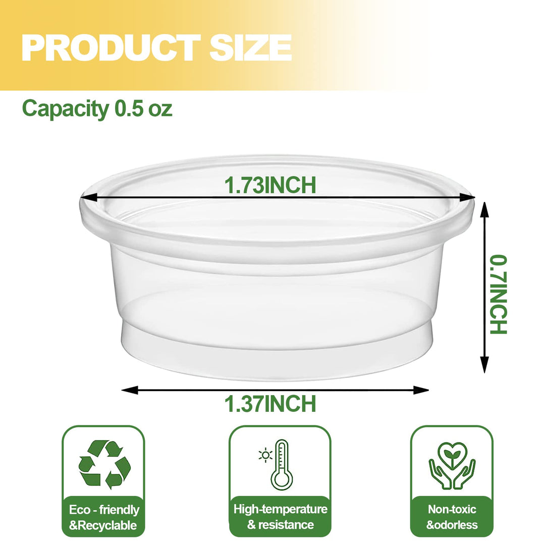 YOJOR 0.5oz Crested Gecko Food and Water Feeding Cups, Reptile Feeder Bowls, Plastic Replacement Food Dish for Lizard and Other Small Pet Ledge Accessories (100 pcs)