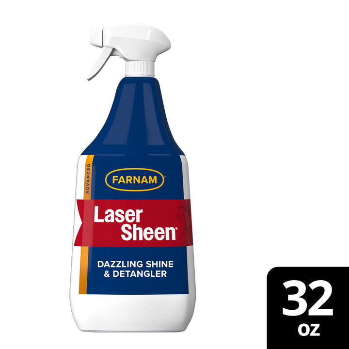 Farnam Laser Sheen Dazzling Shine and Detangler for Horses, 32 oz Spray