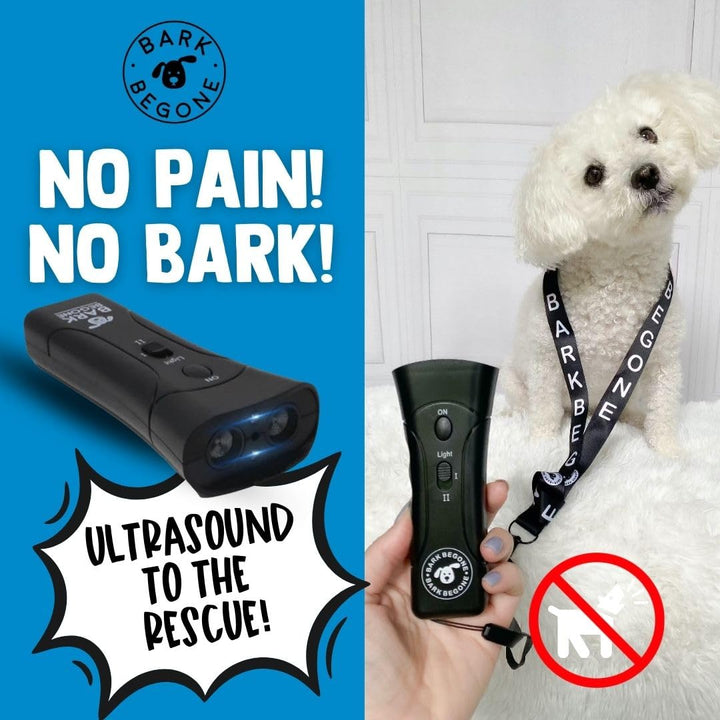 Bark Begone Ultrasonic Dog Bark Deterrent &amp; Behavior Corrector - Stop Barking, Jumping, Aggression Without Yelling -Just Point &amp; Press! Backed by Kevin Harrington from Shark Tank (Bark Begone Classic)