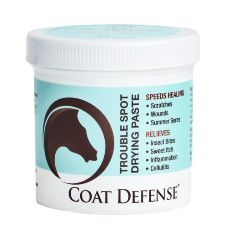COAT DEFENSE Trouble Spot Drying Paste for Horses - Natural Equine Wound Care That Provides Safe &amp; Effective Relief from Scratches, Sweet Itch, Summer Sores, Proud Flesh, Mud Fever, Girth Rot (10 Oz)
