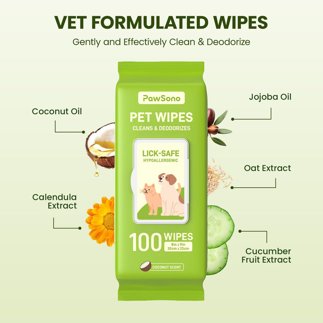 PawSono Hypoallergenic Pet Wipes for Dogs, Cats &amp; Small Animals, 400 Coun