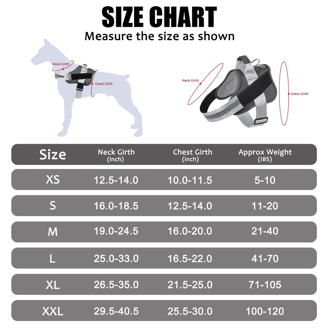 Bolux Dog Harness, No-Pull Reflective Dog Vest, Breathable Adjustable Pet Harness with Handle for Outdoor Walking - No More Pulling, Tugging or Choking (Black, L)