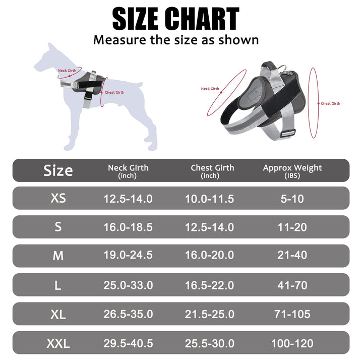 Bolux Dog Harness, No-Pull Reflective Dog Vest, Breathable Adjustable Pet Harness with Handle for Outdoor Walking - No More Pulling, Tugging or Choking (Black, L)