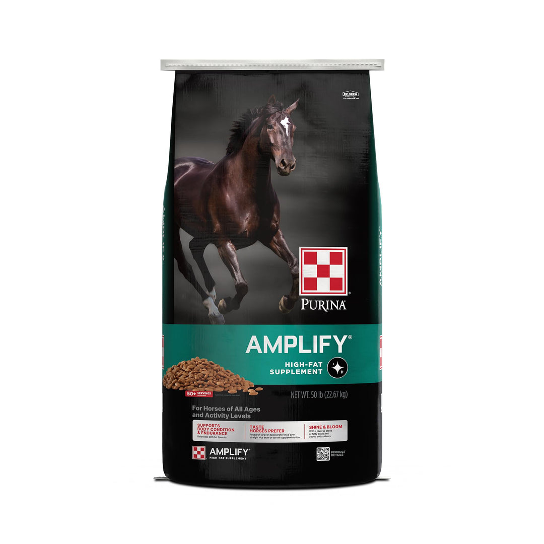 Purina, Amplify Equine, High-Fat Horse Supplement for Maintenance, Breeding, &amp; Performance Horses, 50 lbs
