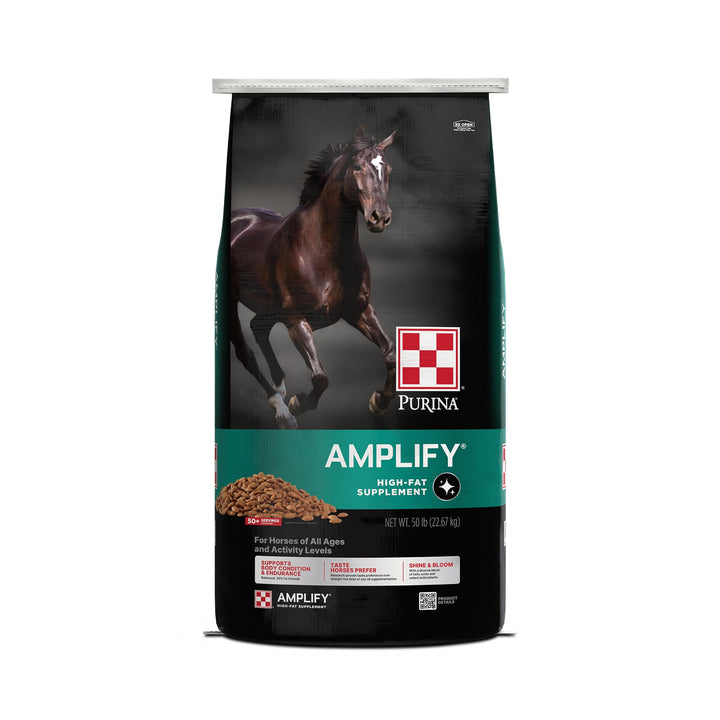 Purina, Amplify Equine, High-Fat Horse Supplement for Maintenance, Breeding, &amp; Performance Horses, 50 lbs