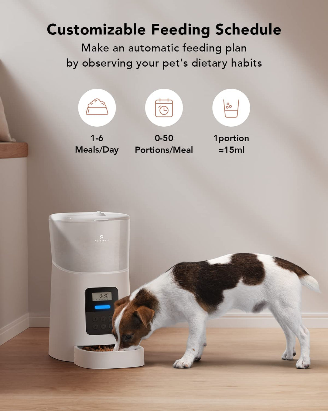 PETLIBRO Automatic Cat Feeder, 6L Auto Pet Cat Dry Food Dispenser with Clog-Free Design, Low Food LED Indication, 0-50 Portion Control for 1-6 Meals Daily, 10s Voice Recorder for Small &amp; Medium Pets