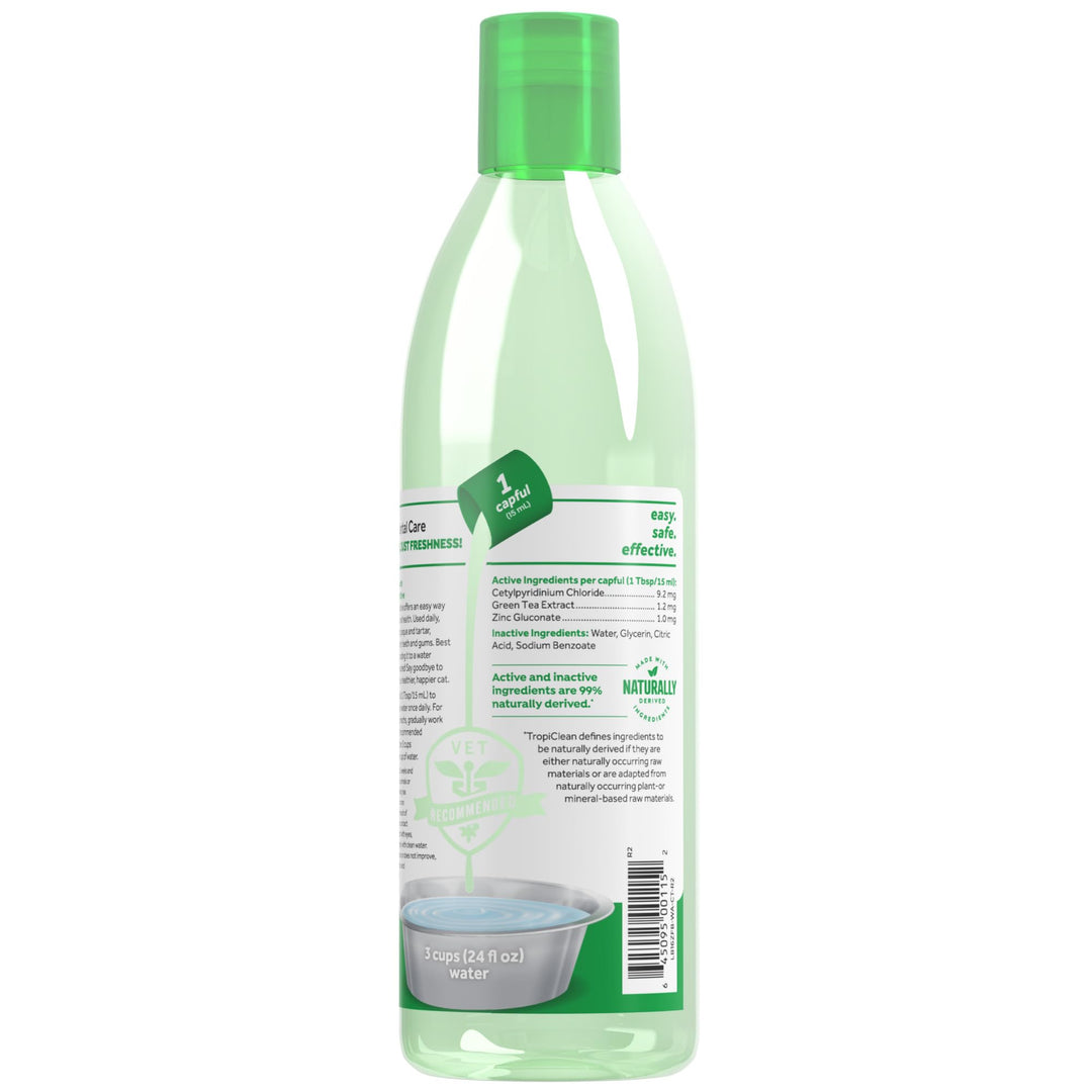 TropiClean Fresh Breath Water Additive for Cats, Cat Breath Freshener, 16oz