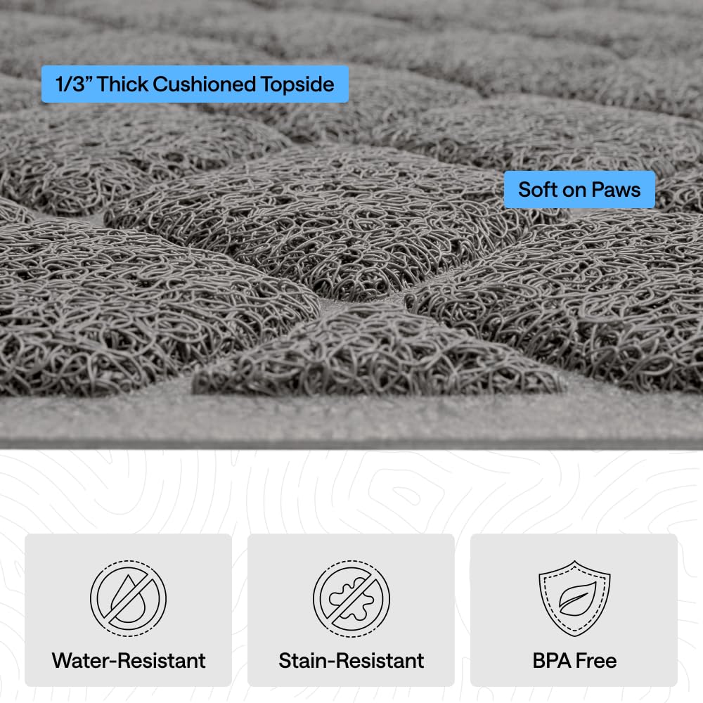 GORILLA GRIP Cat Litter Mat, Coiled Mesh Trapping Mats, 35x23 Gray