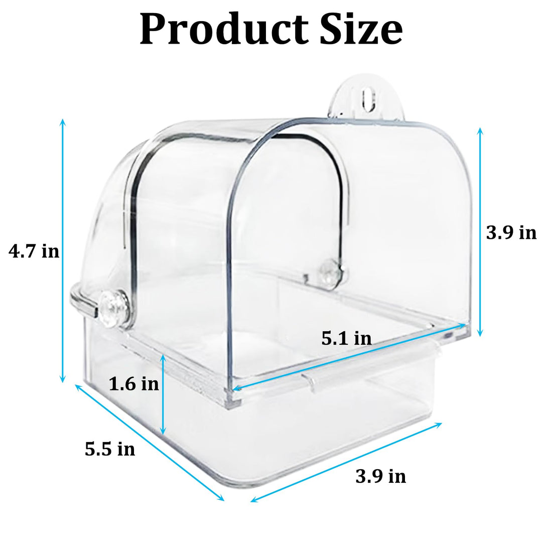 Tfwadmx Bird Cage Bath Hanging Parrot Bath Tub Water Shower Food Feeder Holder Tray Bird Bath Supplies for Small Birds Canary Budgies Cockatiel Lovebirds (Transparent)