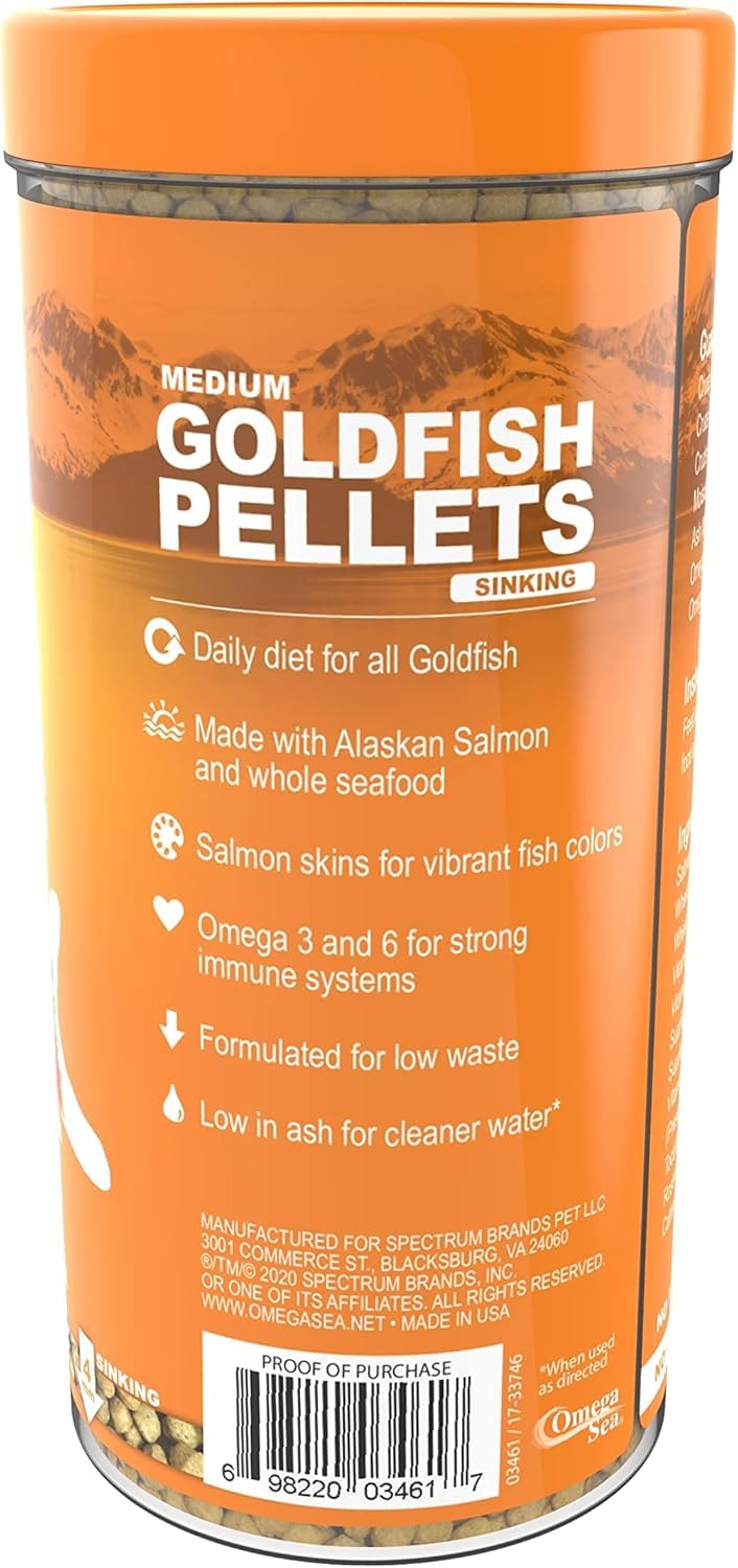 Omega One Goldfish Pellets, Sinking, 4mm Medium Pellets, 8 oz
