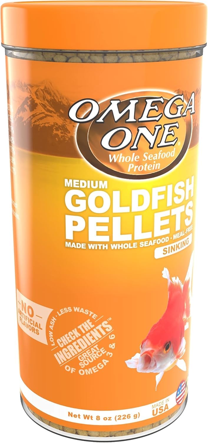 Omega One Goldfish Pellets, Sinking, 4mm Medium Pellets, 8 oz