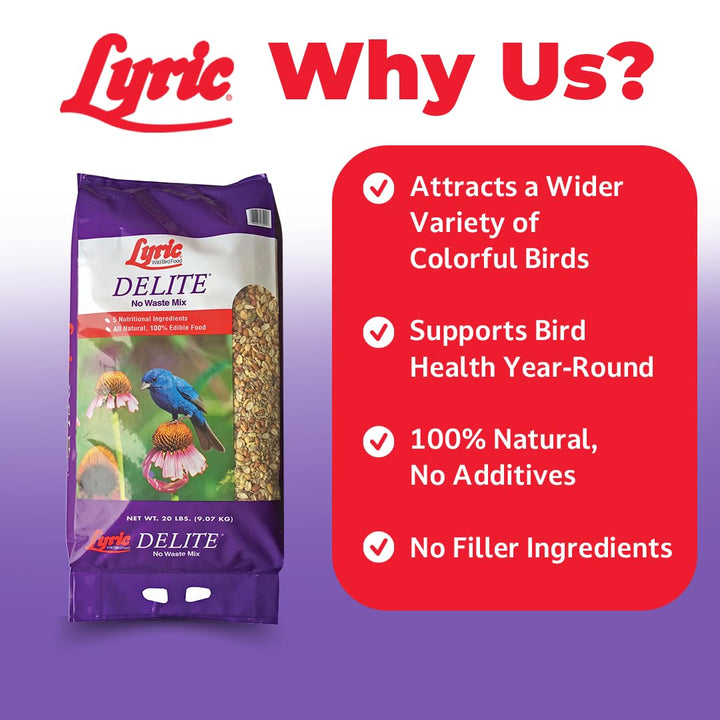 Lyric Delite Wild Bird Seed Shell-Free No Waste Mix, Bird Food 5 lb. Bag
