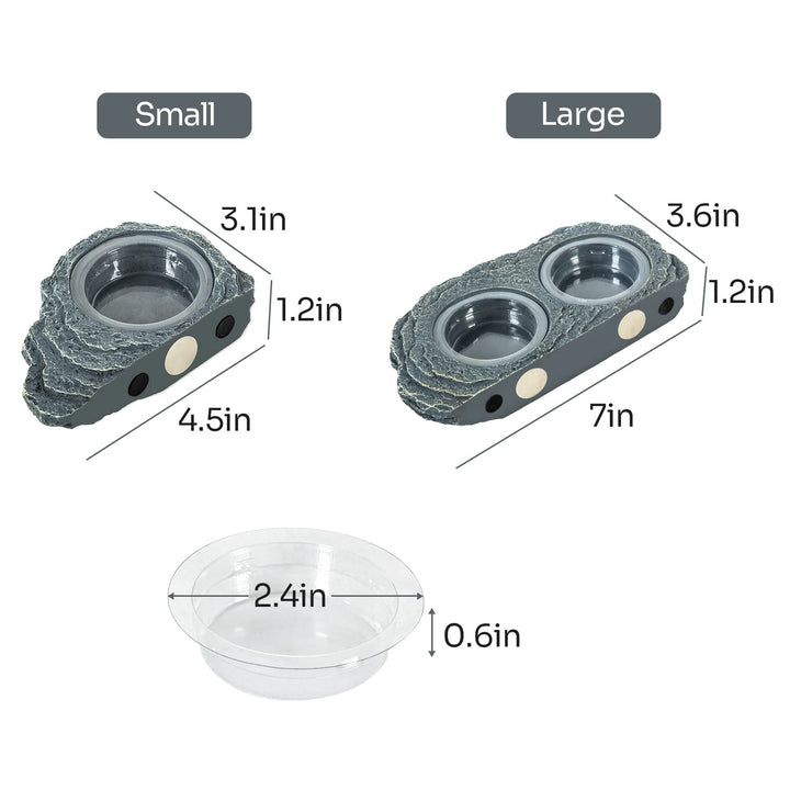 REPTIZOO Reptile Magnetic Feeder Ledge, Single Bowl Reptile Food Dish with 3PCS Feeding Cups Food Water Feeder for Crested Gecko Lizard Chameleon Pets