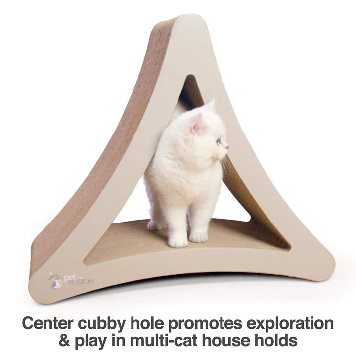 PetFusion 3-Sided Vertical Scratch Play &amp; Perch Cat Scratching Post, 24" x 10.5" x 21.1", Multiple Angle Cat Scratching Pad; 6 Usable Sides, 100% Recyclable Cardboard Lounge