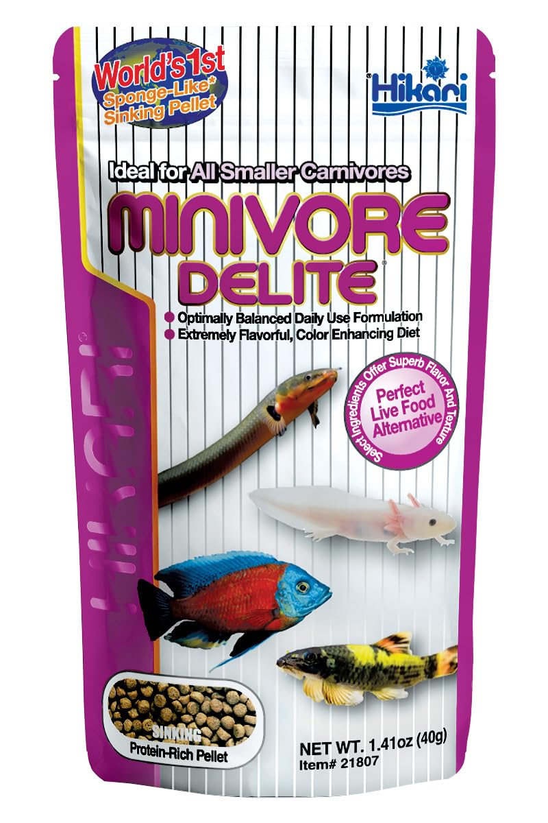 Hikari® Minivore Delite® Protein-Rich Sinking Pellets for Smaller Carnivorous Fish, 1.41 oz (40g)