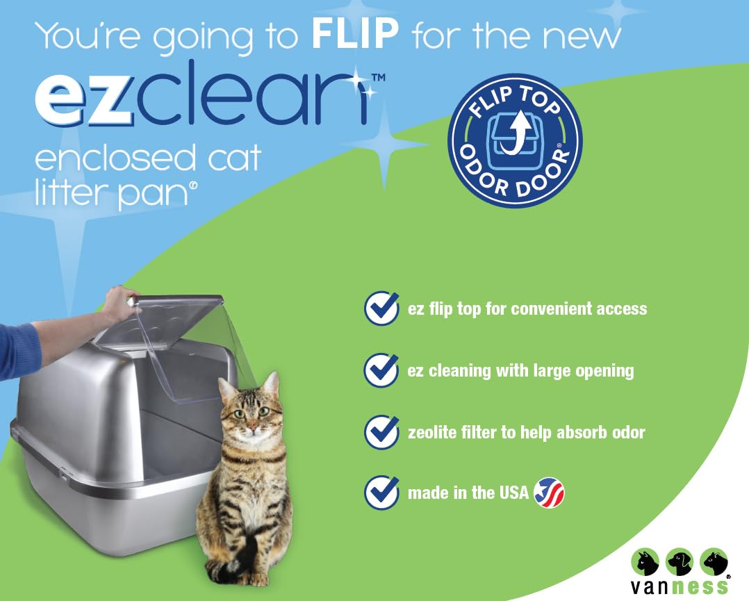 Van Ness Pets EZ Clean Jumbo Covered Cat Litter Box with Flip Top Odor Door Lid