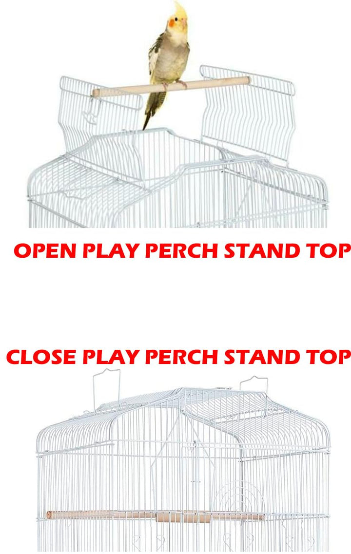 Large Open/Close Top Bird Cage Side Breeding Nest Box Doors Easy Clean Pull Out Tray Clear Feeder Cups for Canary Parakeet Cockatiel Lovebird Finches with Removable Rolling Stand