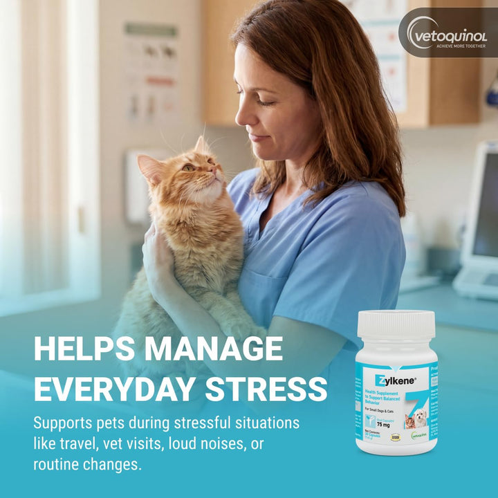 Vetoquinol Zylkene, Calming Capsules for Small Dogs &amp; Cats, 30 Capsules