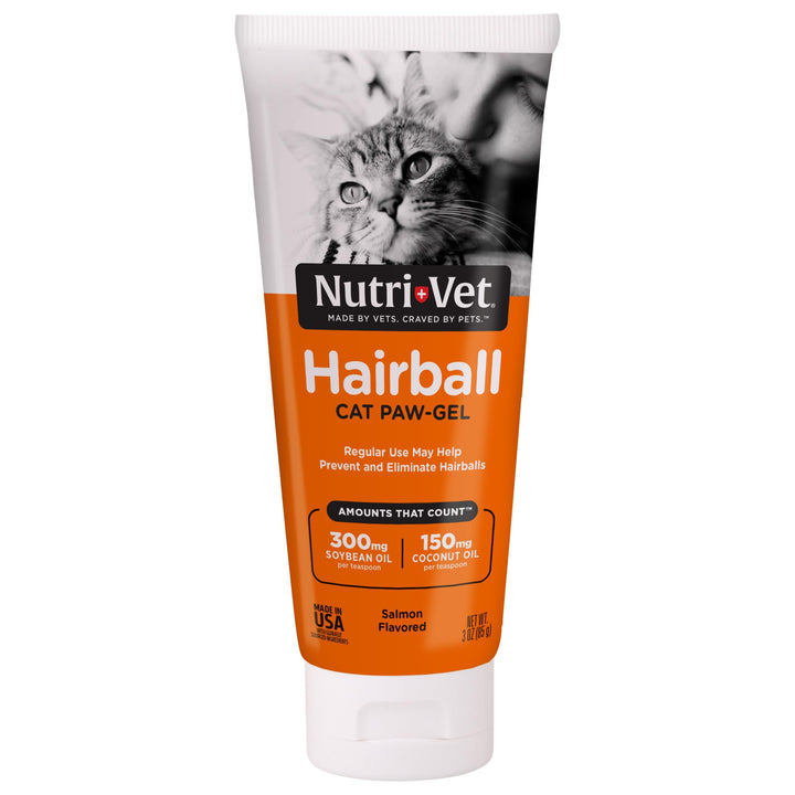 Nutri-Vet Hairball Gel for Cats, Cat Hairball Remedy, Salmon Flavor, 3oz