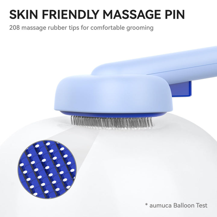 aumuca Skin Friendly Self-Cleaning Slicker Brush for Dogs &amp; Cats, Gentle Pet Grooming Tool for Shedding &amp; Deshedding, Efficient Hair Remover for Long &amp; Short Haired Pets