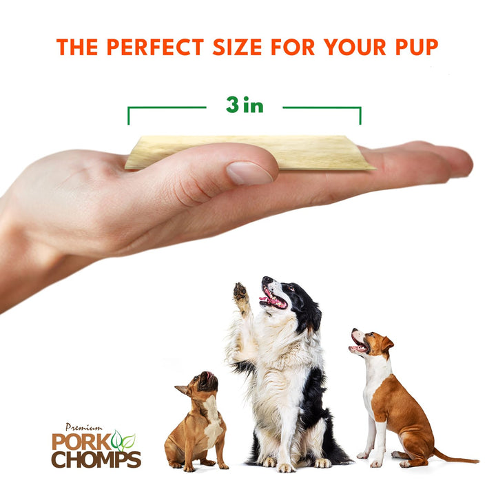 Pork Chomps Baked Pork Skin Dog Chews, 3-inch Chips, 12oz Bag