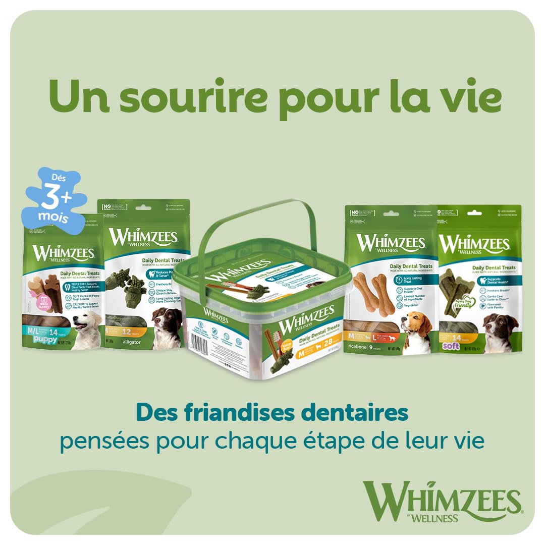Whimzees Natural Dental Dog Chew Long lasting, Variety Box Mixed Shapes, Small, 56 Pieces