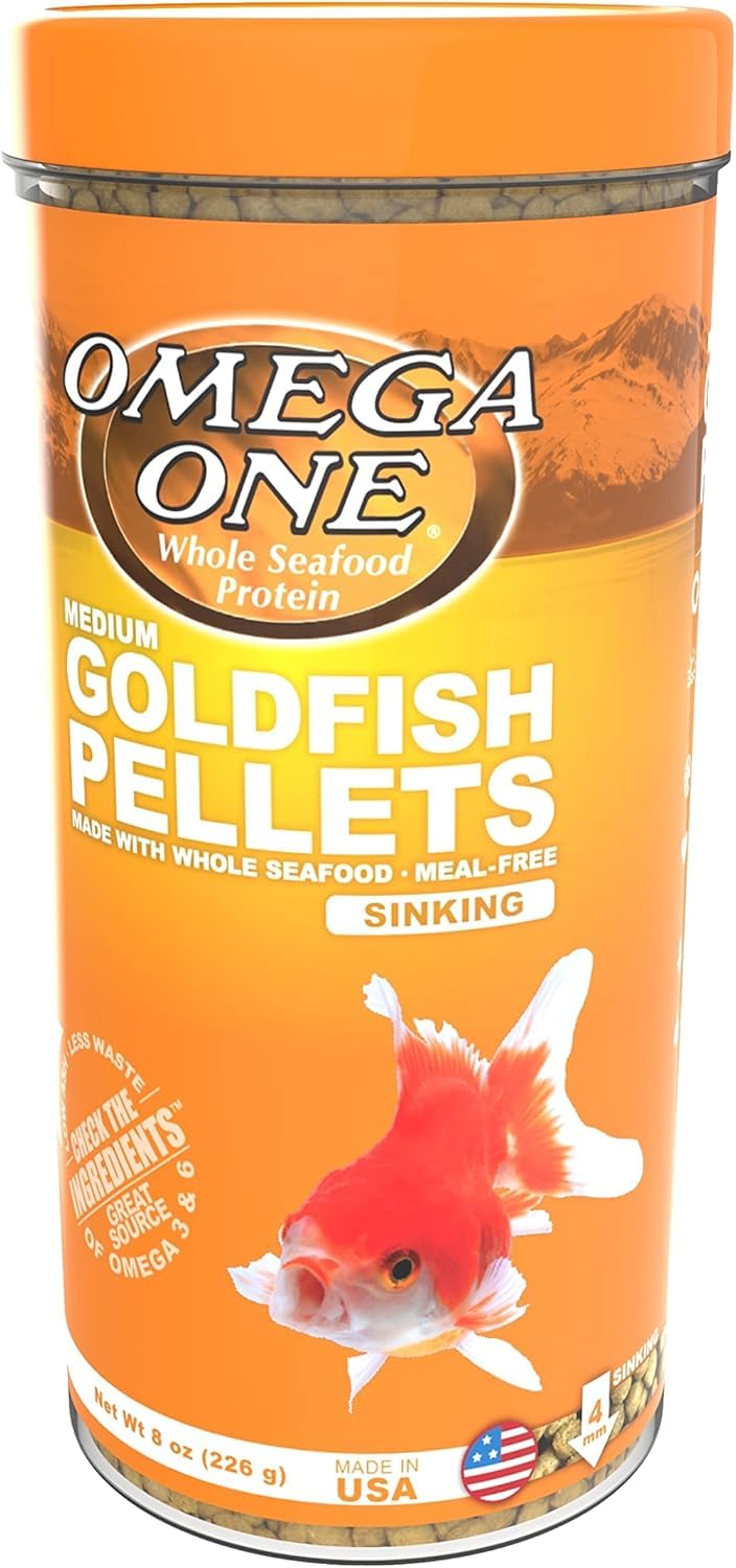 Omega One Goldfish Pellets, Sinking, 4mm Medium Pellets, 8 oz