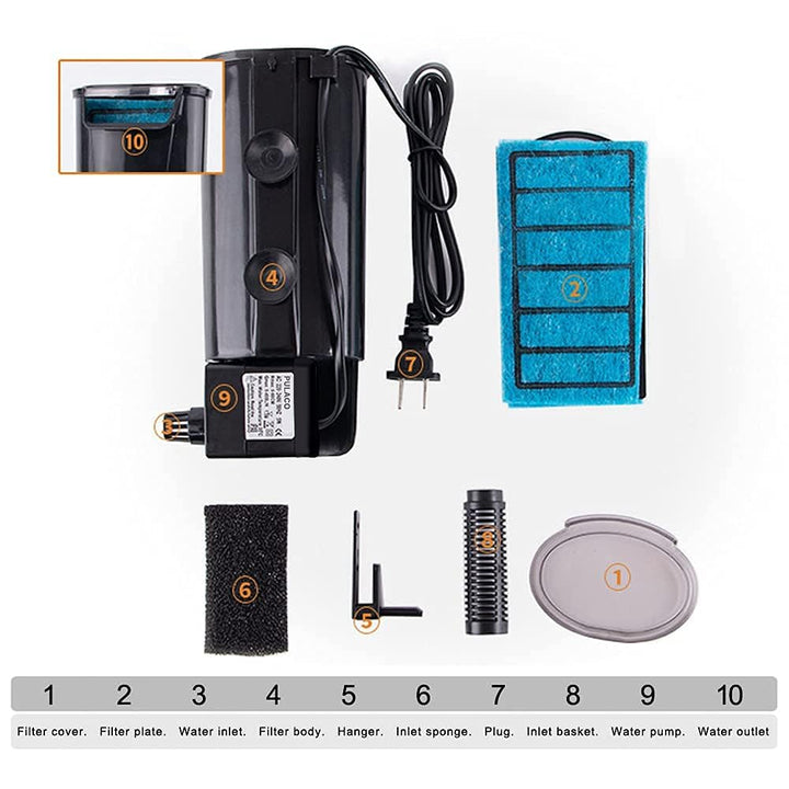 PULACO Aquarium Internal Filter 3 to 20 Gallons, for Turtle Tanks, Reptiles, Amphibians, Frog, Cichlids, Newt or Fish Tank