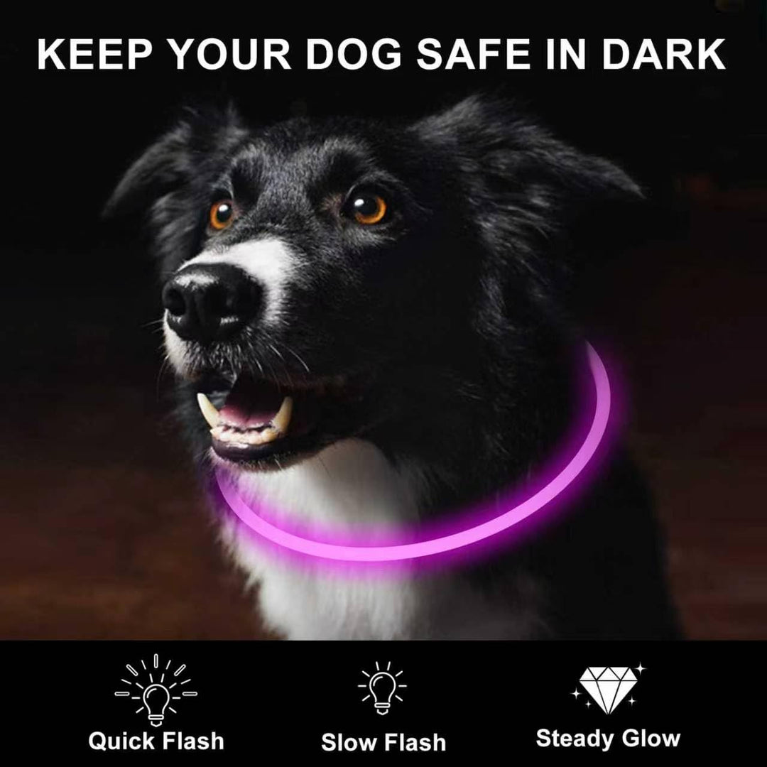 Novkin 2-Pack LED Dog Collar, Light Up Dog Collars,Rechargeable Dog Lights for Night Walking，Universal, Reusable Safety Necklace for Small Medium Large Dogs RED&amp;Pink