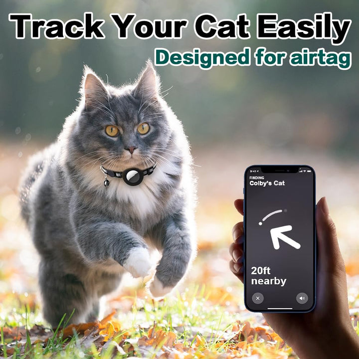 Dgerp Airtag Cat Collar Breakaway, Cat Collar with Air Tag Holder, Purple