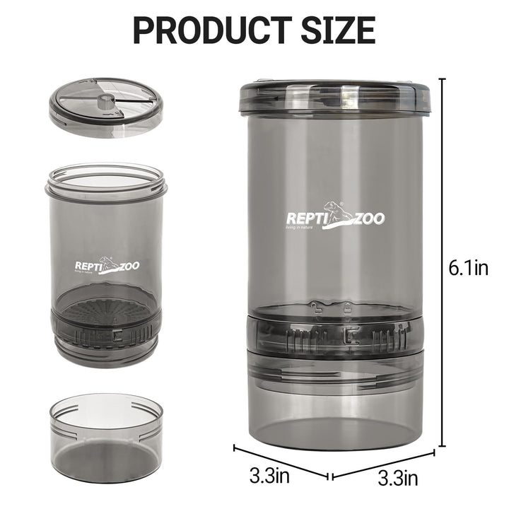 REPTI ZOO Reptile Cricket Calcium Powder Mixer, Cricket Keeper Shaker for Bearded Dragon Gecko Snake Lizards, Dispenser Feeder for Chameleon Reptile &amp; Amphibians